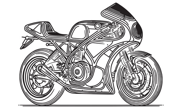 recommend clip art: line art of motorcycle on a white background