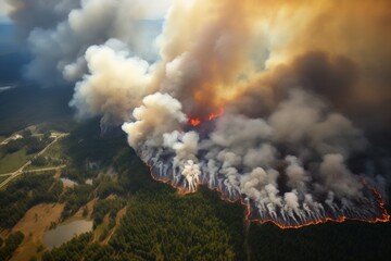 Forest fire wildfire burning trees - obrazy, fototapety, plakaty