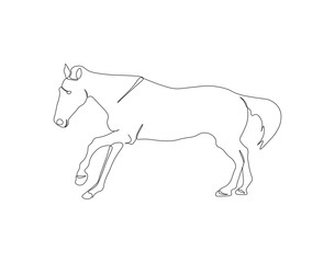 Continuous Line Drawing Of Horse. One Line Of Dashing Horse. Horse Continuous Line Art. Editable Outline.