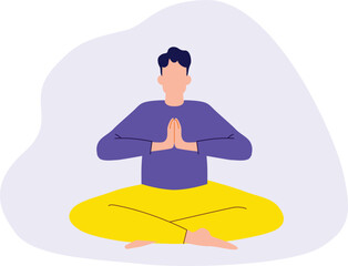 Illustration of a man doing yoga. Simple, flat, vector illustration. 