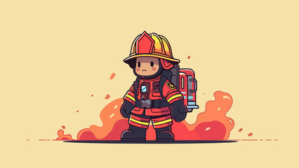 Hand drawn cartoon firefighter illustration
