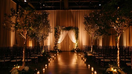 The stage bathed in soft, romantic lighting