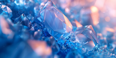 abstract blue crystal background, generative ai - obrazy, fototapety, plakaty