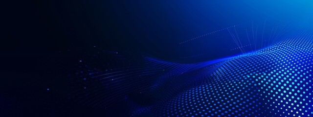Wave of technology: A fluid pattern of luminescent blue dots, symbolizing the flow of information in the digital age.