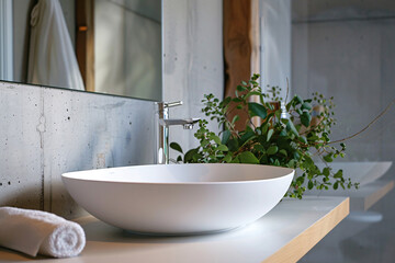 Fototapeta na wymiar Modern bathroom interior detail, modern apartment washbasin bathroom concept scene illustration