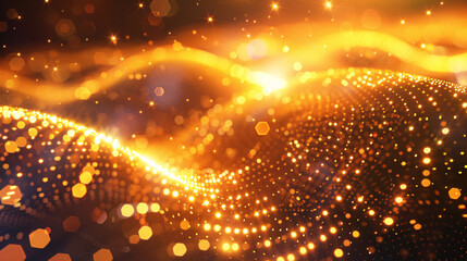 Particle luxury golden abstract background waves, golden particle abstract technology technology creative annual meeting style poster background