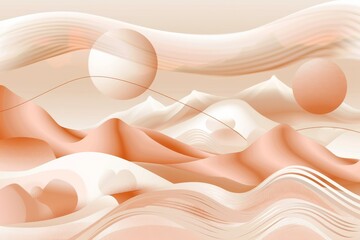 Chic abstract design with peach spheres and wavy textures, reflecting a modern, serene, and upscale aesthetic.