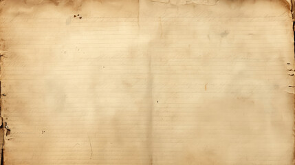 Textured ancient blank beige sand journal page sheet with many wrinkled folds torn paper edges faded letters with slight handwriting created with Generative AI Technology - obrazy, fototapety, plakaty