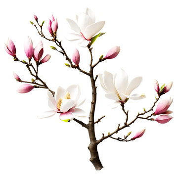 Arrangement of magnolia blossoms, isolated on transparent background Transparent Background Images