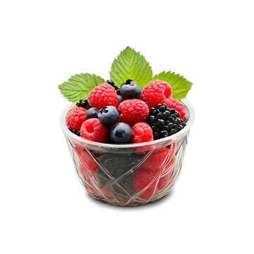 Basket filled with assorted berries, isolated on transparent background Transparent Background Images 