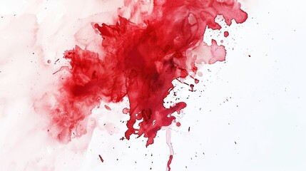Red Watercolor Stain on White Background. Texture, Blood, Splash, Watercolor, Water, Liquid, Paper, Artistic, Banner, Art, Abstract, Bright, Colour, Graphic, Drawing
