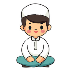 moslem boy flat design vector illustration