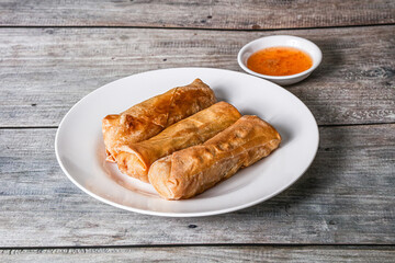 Traditional crispy fried stuffed springroll