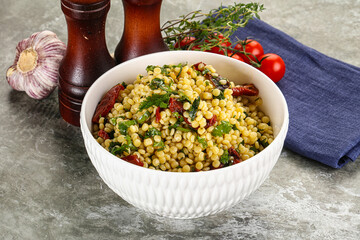 Vegetarian Pasta ptitim with vegetables