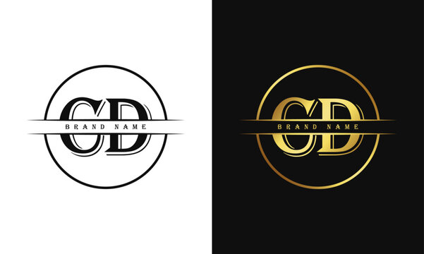 Elegant, Luxurious, Professional and minimal CD letters monogram icon design in bright golden color.