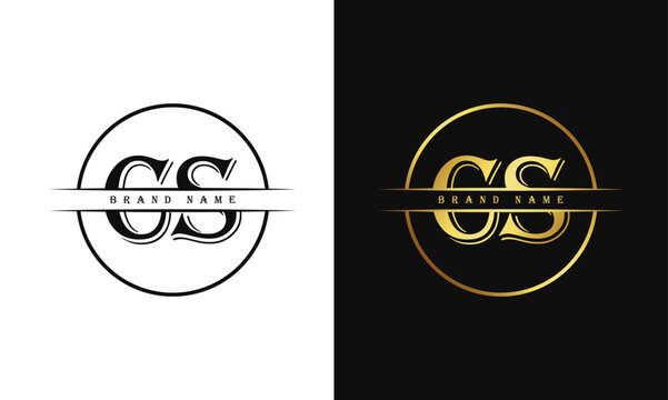 Elegant, Luxurious, Professional and minimal CS letters monogram icon design in bright golden color.