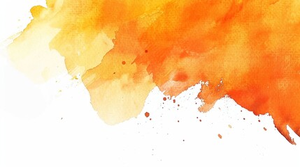 Orange Watercolor Stain on White Background. Texture, Splash, Watercolor, Water, Liquid, Paper, Artistic, Banner, Art, Abstract, Bright, Colour, Graphic, Drawing
