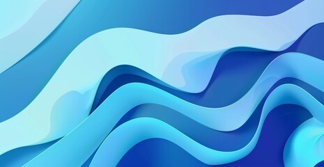 Abstract wavy blue background with a luxurious gradient, embodying a soothing yet captivating visual experience. - obrazy, fototapety, plakaty