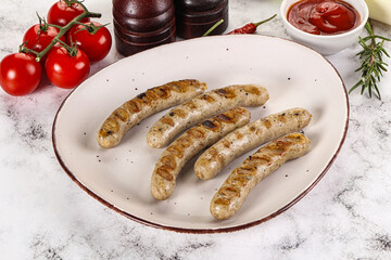 Grilled natural organick white sausages