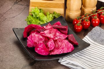 Red pickled cabbage with beetroot