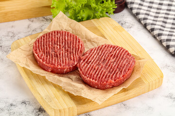 Raw beef  burger cutlet for grill