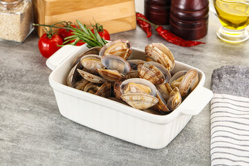Raw vongole clams for cooking