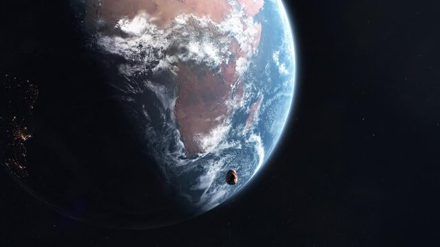 Close Shot of the Apophis Asteroid Harmlessly Passing by Earth