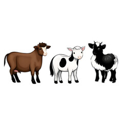Hand-drawn doodle of adorable farm animals, isolated on transparent background Transparent Background Images 