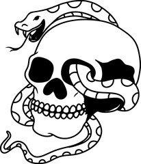 Skull with snake. Vector illustration - 763742379