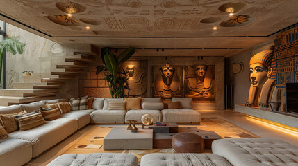 Luxury Egyptian Themed Living Room Interior