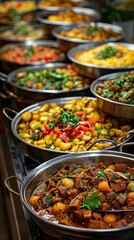 Obraz premium Assorted Hearty Stews in Large Serving Dishes