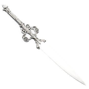 Ornate silver letter opener, isolated on transparent background Transparent Background Images