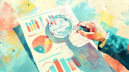 A persons outstretched hand holding a magnifying glass carefully examining a chart full of statistics and data related to public health. This image represents the importance