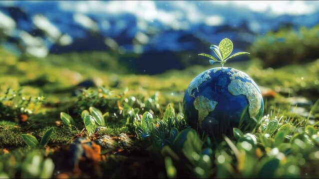 Earth globe on grass, Grass and earth, Saving the environment, Earth globe in forest and nature green energy, Environment World Earth Day