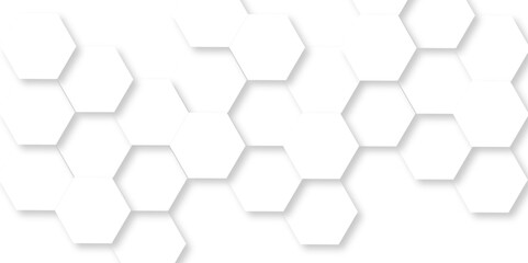 Abstract white background with hexagons pattern. White abstract vector wallpaper with hexagon grid. Technology Futuristic honeycomb mosaic white background.	

