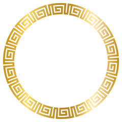 Greek Gold frame, circle frame with seamless vector illustration