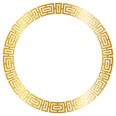 Greek Gold frame, circle frame with seamless vector illustration