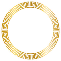 Greek Gold frame, circle frame with seamless vector illustration