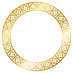 Greek Gold frame, circle frame with seamless vector illustration