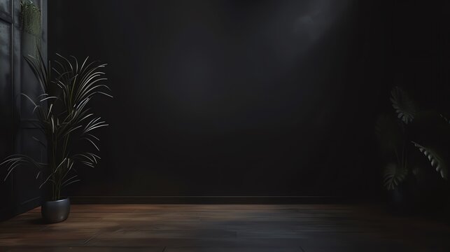 Luxury Living Room Interior Design on Black Background
