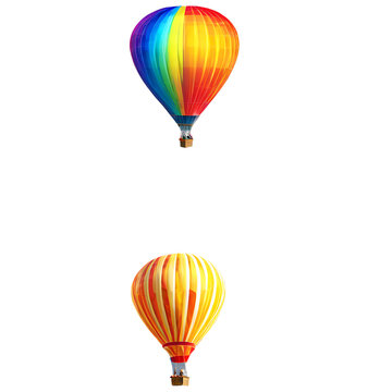 Vibrant rainbow-colored hot air balloons, isolated on transparent background Transparent Background Images 