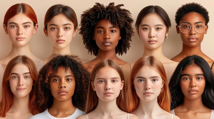 Obraz premium Close-up collage of diverse women with freckles.