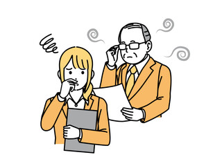 上司の加齢臭に困る女性会社員のイラスト