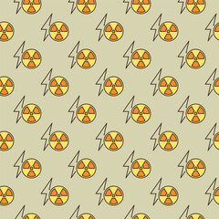Radiation and Lightning vector symbol colored seamless pattern
