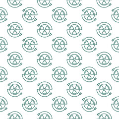 Radiation sign with Plugs vector seamless pattern in thin line style