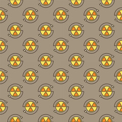Radiation sign and Plugs vector colored seamless pattern