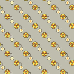 Radiation vector Nuclear Energy colored seamless pattern