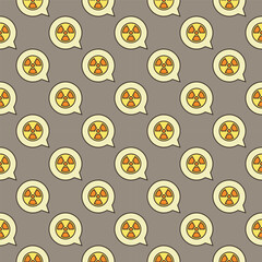 Round Radiation symbol inside Speech Bubble vector colored seamless pattern