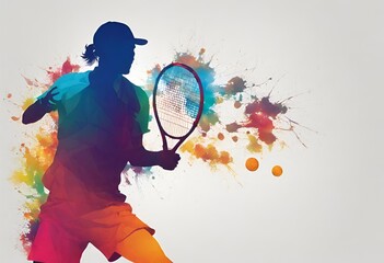 tennis player on abstract background