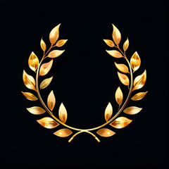 Golden Glow: Neon Laurel Wreath Icon for Achievements and Excellence(Generative AI)